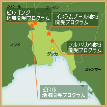 バングラデシュ支援地域の地図