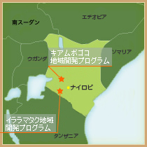 ケニアの地図と支援地域